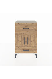 Arges Komodin Tek Raflı 2 Çekmeceli 2 Kapaklı 60x30x96 Aytaşı-Çam