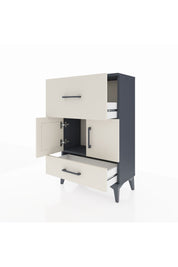 Arges Komodin Tek Raflı 2 Çekmeceli 2 Kapaklı 60x30x96 Antrasit-Aytaşı