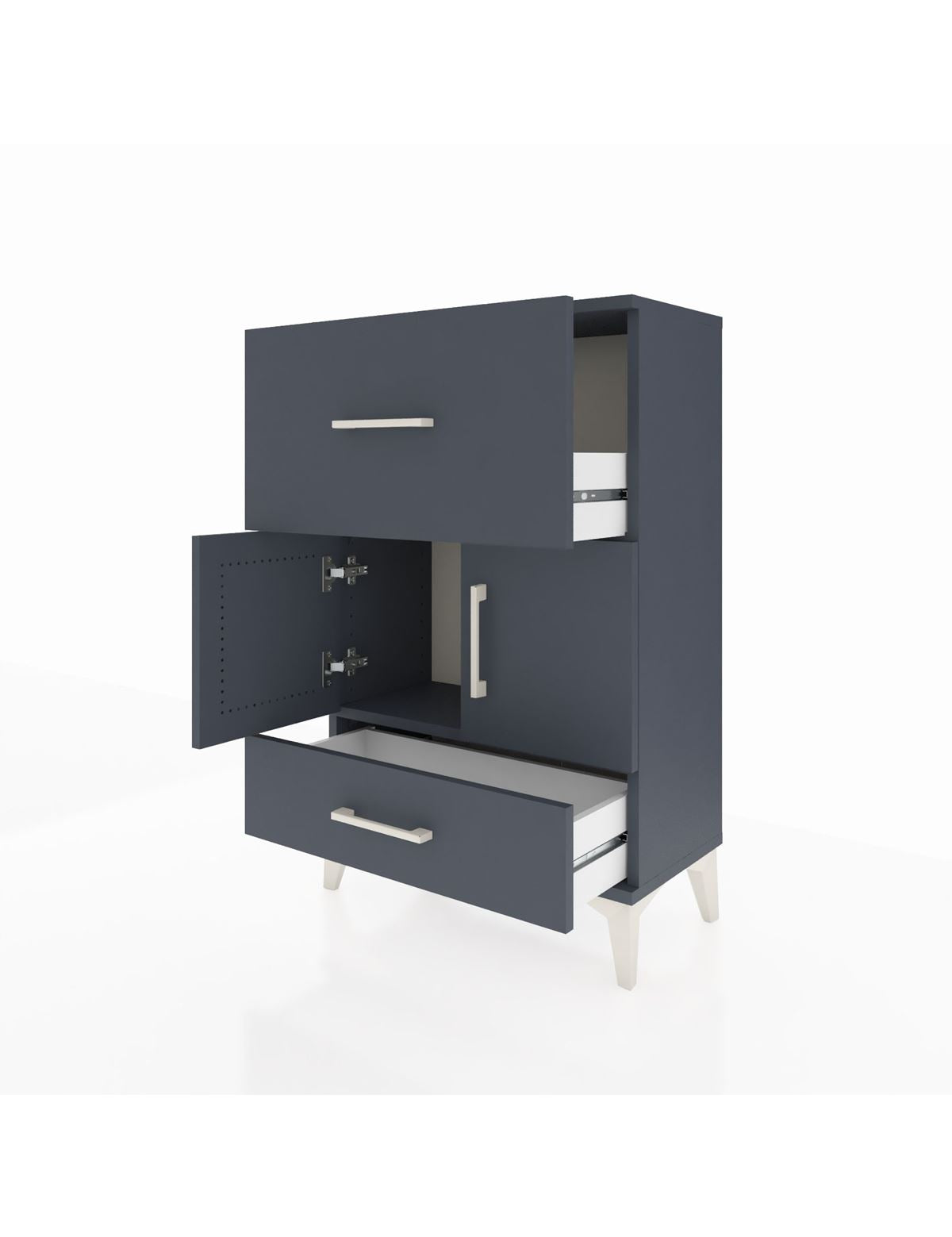 Arges Komodin Tek Raflı 2 Çekmeceli 2 Kapaklı 60x30x96 - S14M029V5A