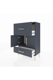 Arges Komodin Tek Raflı 2 Çekmeceli 2 Kapaklı 60x30x96 Antrasit-Antrasit