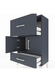 Arges Komodin Tek Raflı 2 Çekmeceli 2 Kapaklı 60x30x96 Antrasit-Antrasit