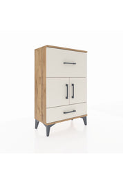 Arges Komodin Tek Raflı 2 Çekmeceli 2 Kapaklı 60x30x96 Çam-Aytaşı