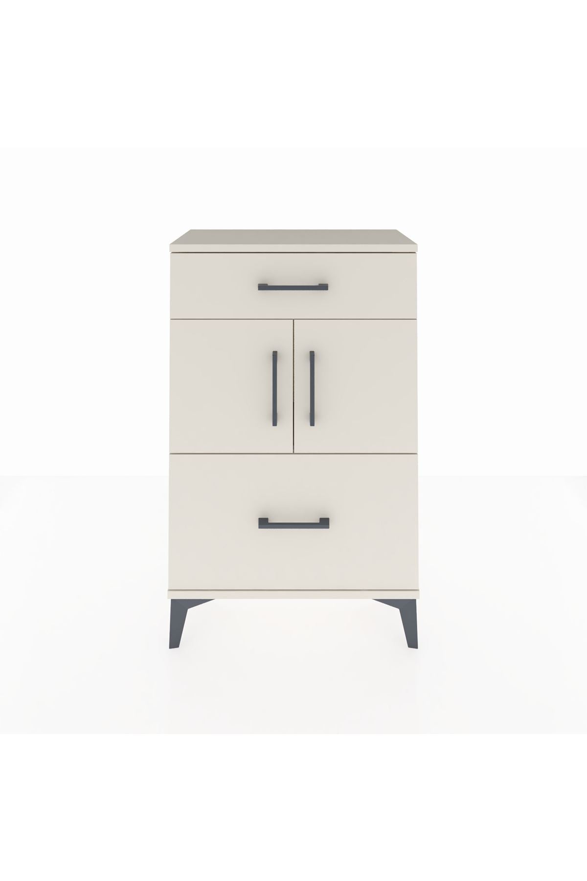 Arges Komodin Tek Raflı 2 Çekmeceli 2 Kapaklı 60x30x96 Aytaşı-Aytaşı