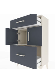 Arges Komodin Tek Raflı 2 Çekmeceli 2 Kapaklı 60x30x96 Aytaşı-Antrasit