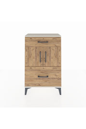 Arges Komodin Tek Raflı 2 Çekmeceli 2 Kapaklı 60x30x96 Aytaşı-Çam