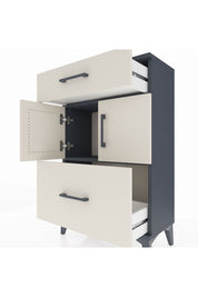 Arges Komodin Tek Raflı 2 Çekmeceli 2 Kapaklı 60x30x96 Antrasit-Aytaşı