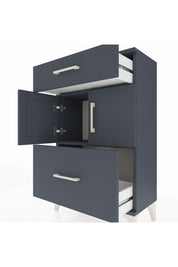 Arges Komodin Tek Raflı 2 Çekmeceli 2 Kapaklı 60x30x96 Antrasit-Antrasit