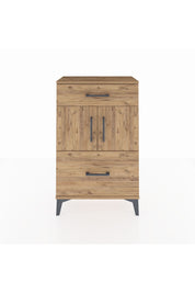 Arges Komodin Tek Raflı 2 Çekmeceli 2 Kapaklı 60x30x96 Çam-Çam