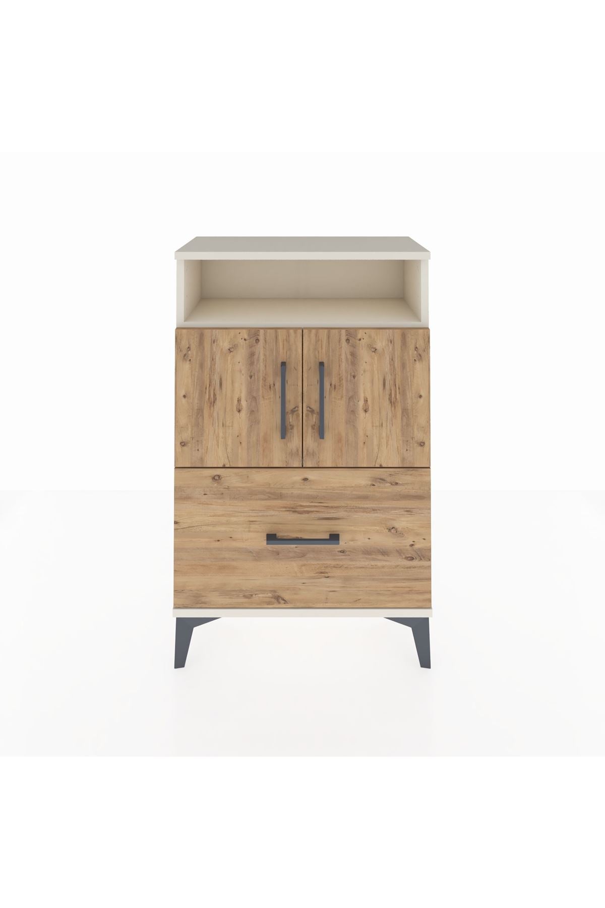 Arges Komodin 2 Raflı Tek Çekmeceli 2 Kapaklı 60x30x96 Aytaşı-Çam