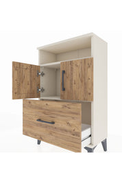 Arges Komodin 2 Raflı Tek Çekmeceli 2 Kapaklı 60x30x96 Aytaşı-Çam