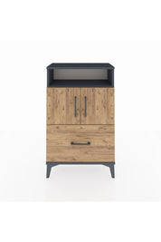 Arges Komodin 2 Raflı Tek Çekmeceli 2 Kapaklı 60x30x96 Antrasit-Çam