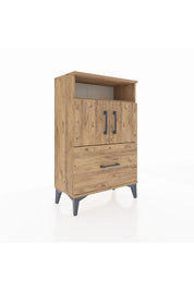 Arges Komodin 2 Raflı Tek Çekmeceli 2 Kapaklı 60x30x96 Çam-Çam