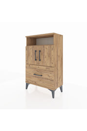 Arges Komodin 2 Raflı Tek Çekmeceli 2 Kapaklı 60x30x96 Çam-Çam