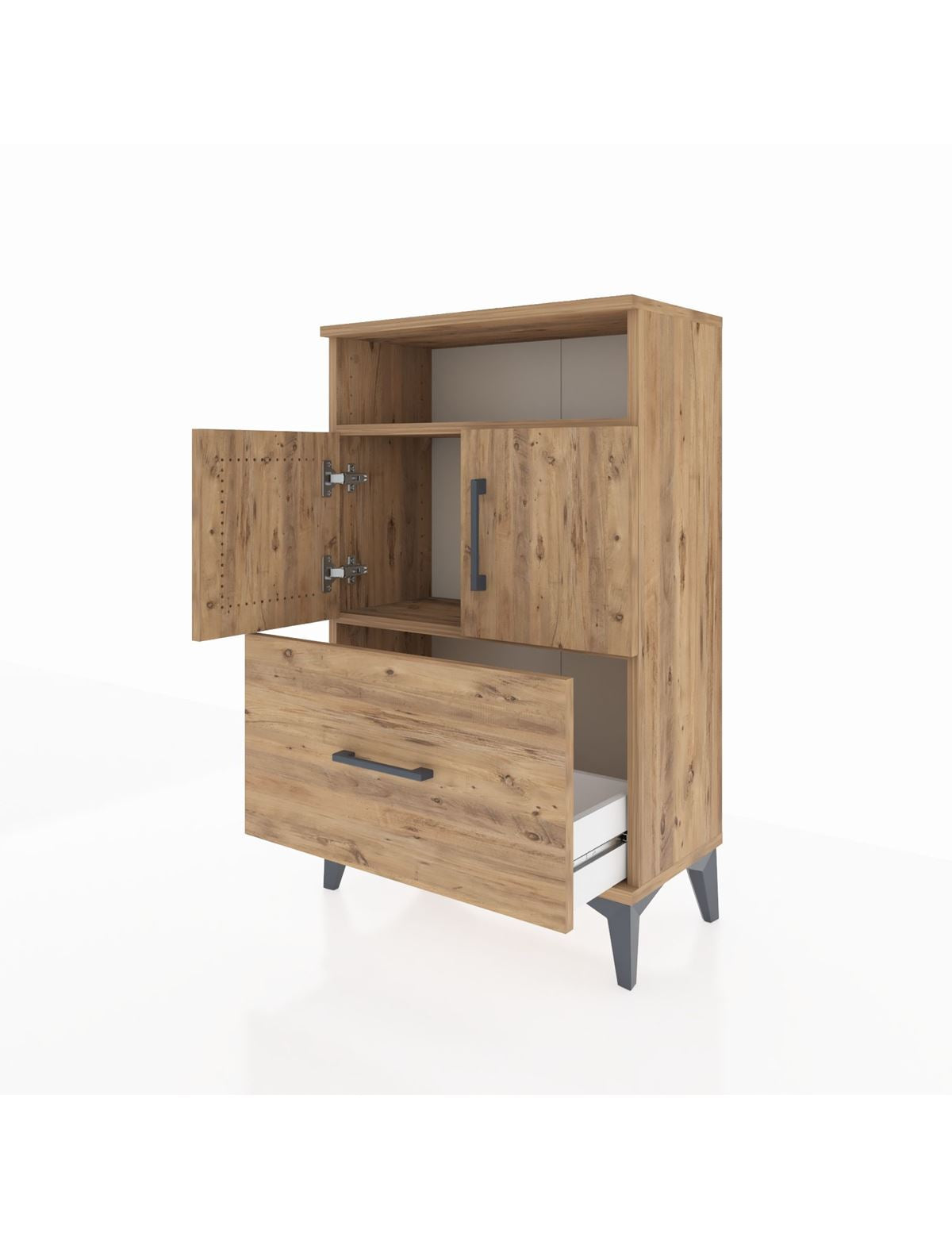 Arges Komodin 2 Raflı Tek Çekmeceli 2 Kapaklı 60x30x96 - S14M031V9A