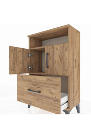 Arges Komodin 2 Raflı Tek Çekmeceli 2 Kapaklı 60x30x96 Çam-Çam