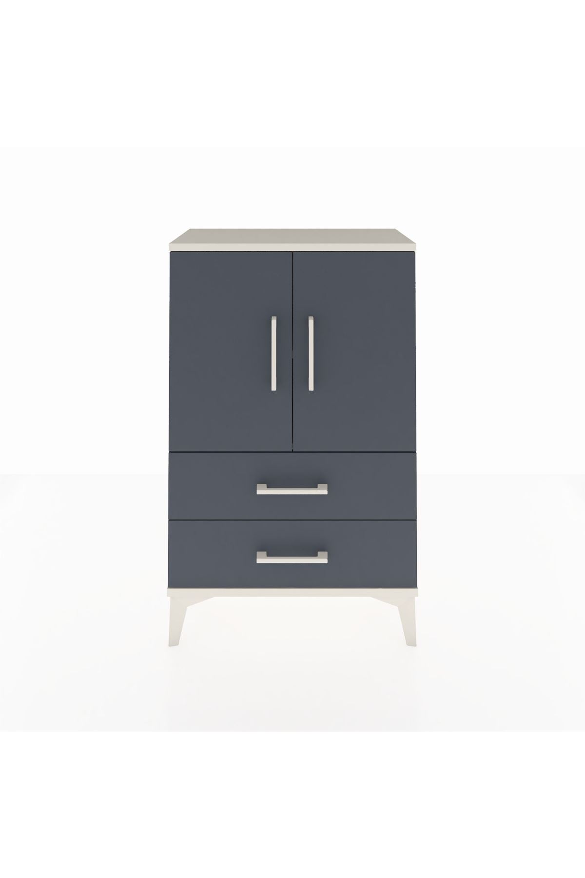 Arges Komodin 2 Raflı 2 Çekmeceli 2 Kapaklı 60x30x96 Aytaşı-Antrasit