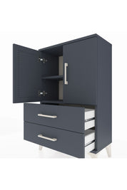 Arges Komodin 2 Raflı 2 Çekmeceli 2 Kapaklı 60x30x96 Antrasit-Antrasit