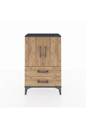 Arges Komodin 2 Raflı 2 Çekmeceli 2 Kapaklı 60x30x96 Antrasit-Çam