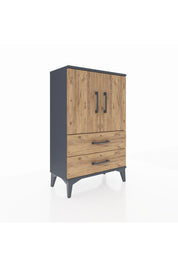 Arges Komodin 2 Raflı 2 Çekmeceli 2 Kapaklı 60x30x96 Antrasit-Çam