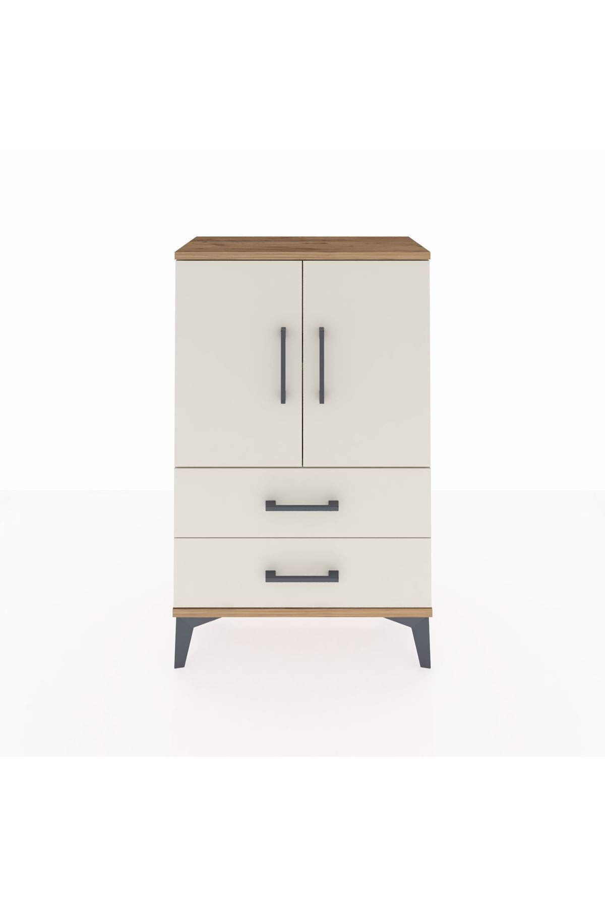 Arges Komodin 2 Raflı 2 Çekmeceli 2 Kapaklı 60x30x96 Çam-Aytaşı