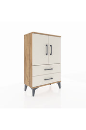 Arges Komodin 2 Raflı 2 Çekmeceli 2 Kapaklı 60x30x96 Çam-Aytaşı