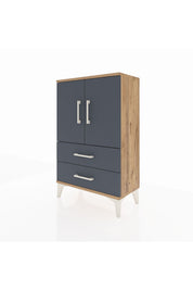 Arges Komodin 2 Raflı 2 Çekmeceli 2 Kapaklı 60x30x96 Çam-Antrasit