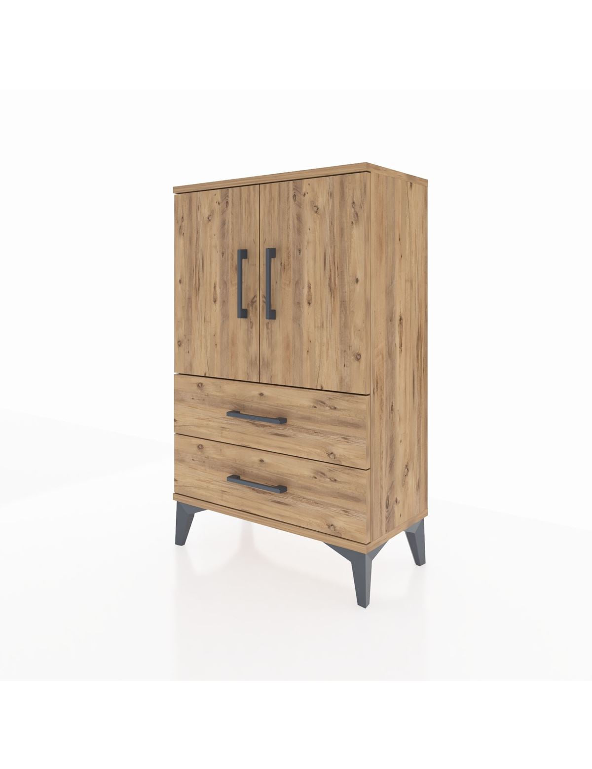 Arges Komodin 2 Raflı 2 Çekmeceli 2 Kapaklı 60x30x96 - S14M032V9A