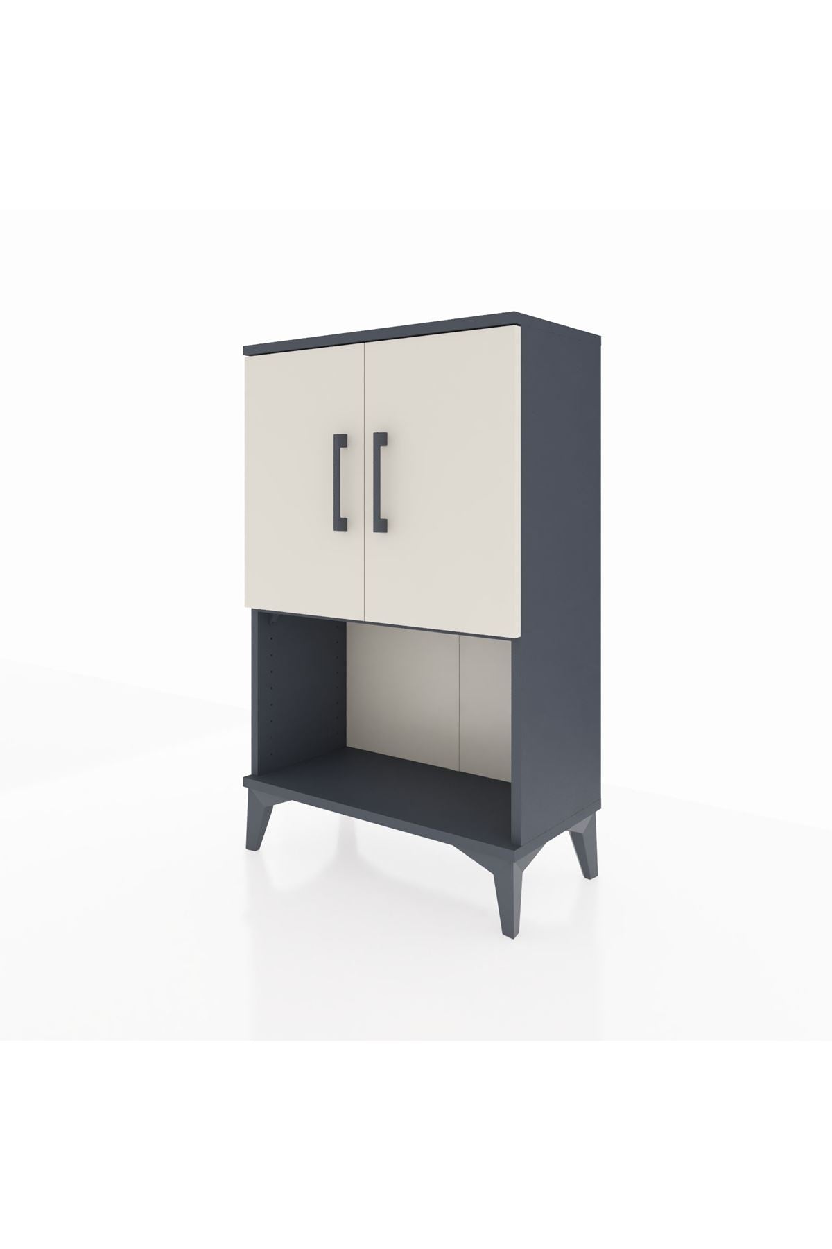 Arges Komodin 2 Raflı 2 Kapaklı 60x30x96 Antrasit-Aytaşı