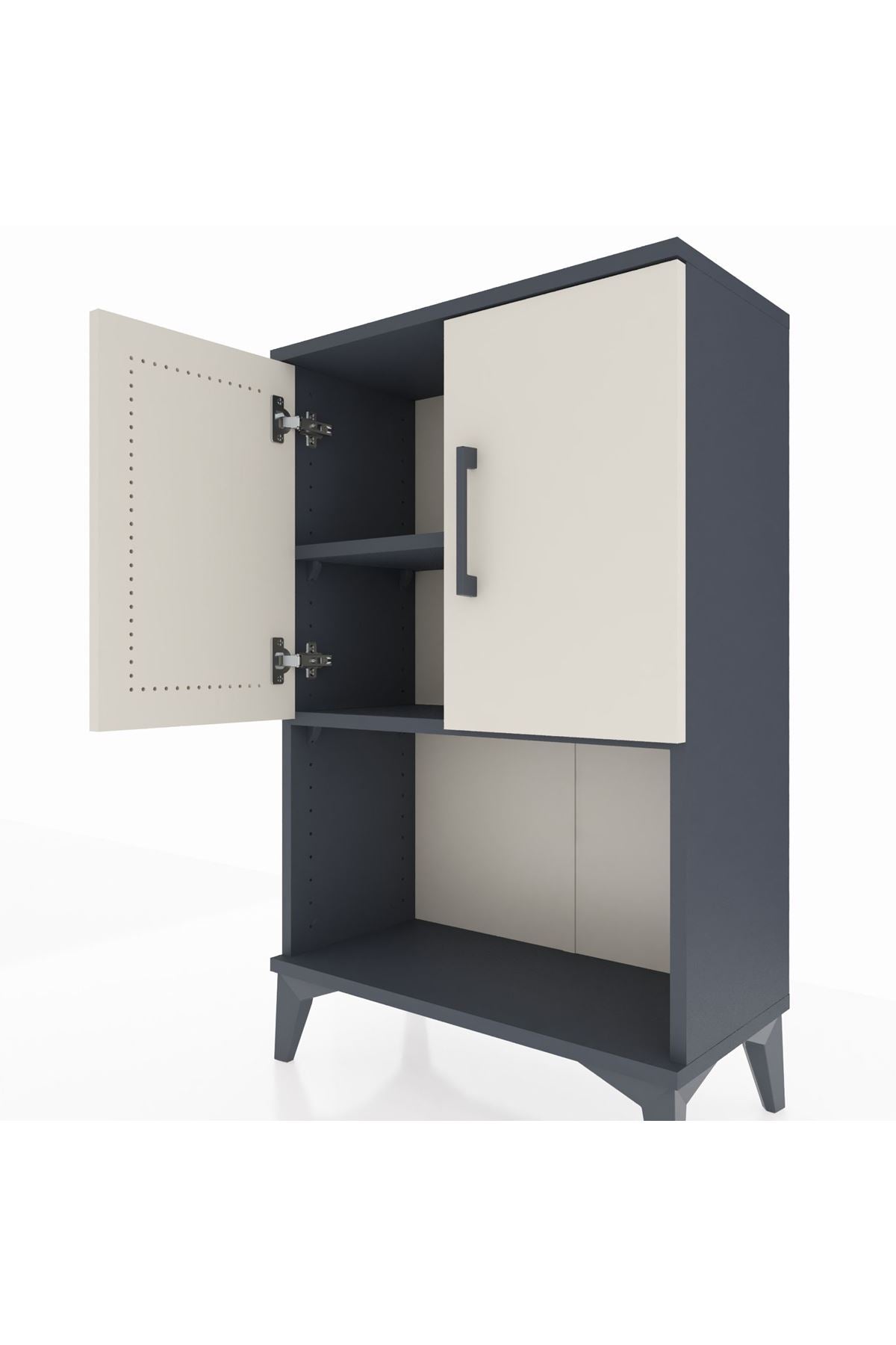 Arges Komodin 2 Raflı 2 Kapaklı 60x30x96 Antrasit-Aytaşı