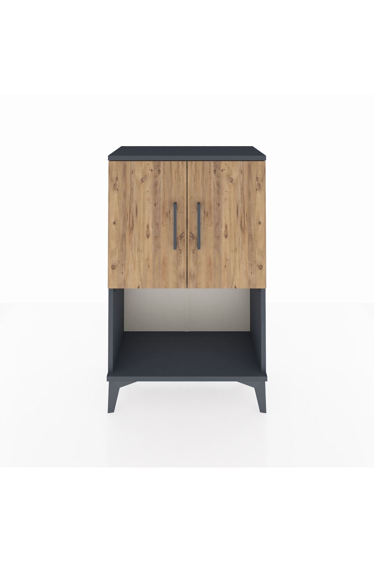 Arges Komodin 2 Raflı 2 Kapaklı 60x30x96 Antrasit-Çam