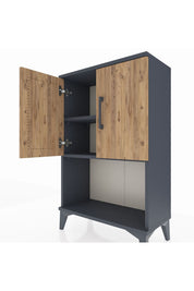 Arges Komodin 2 Raflı 2 Kapaklı 60x30x96 Antrasit-Çam