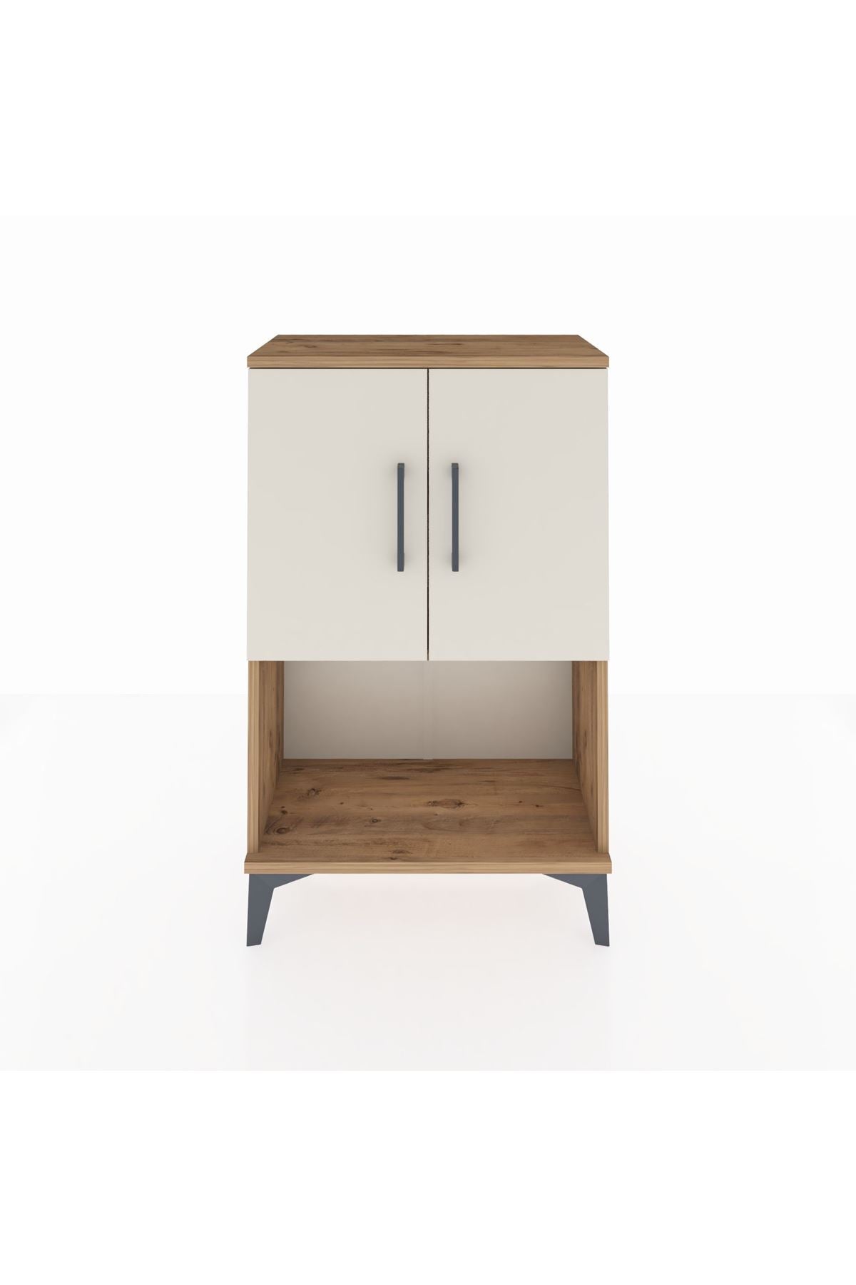 Arges Komodin 2 Raflı 2 Kapaklı 60x30x96 Çam-Aytaşı
