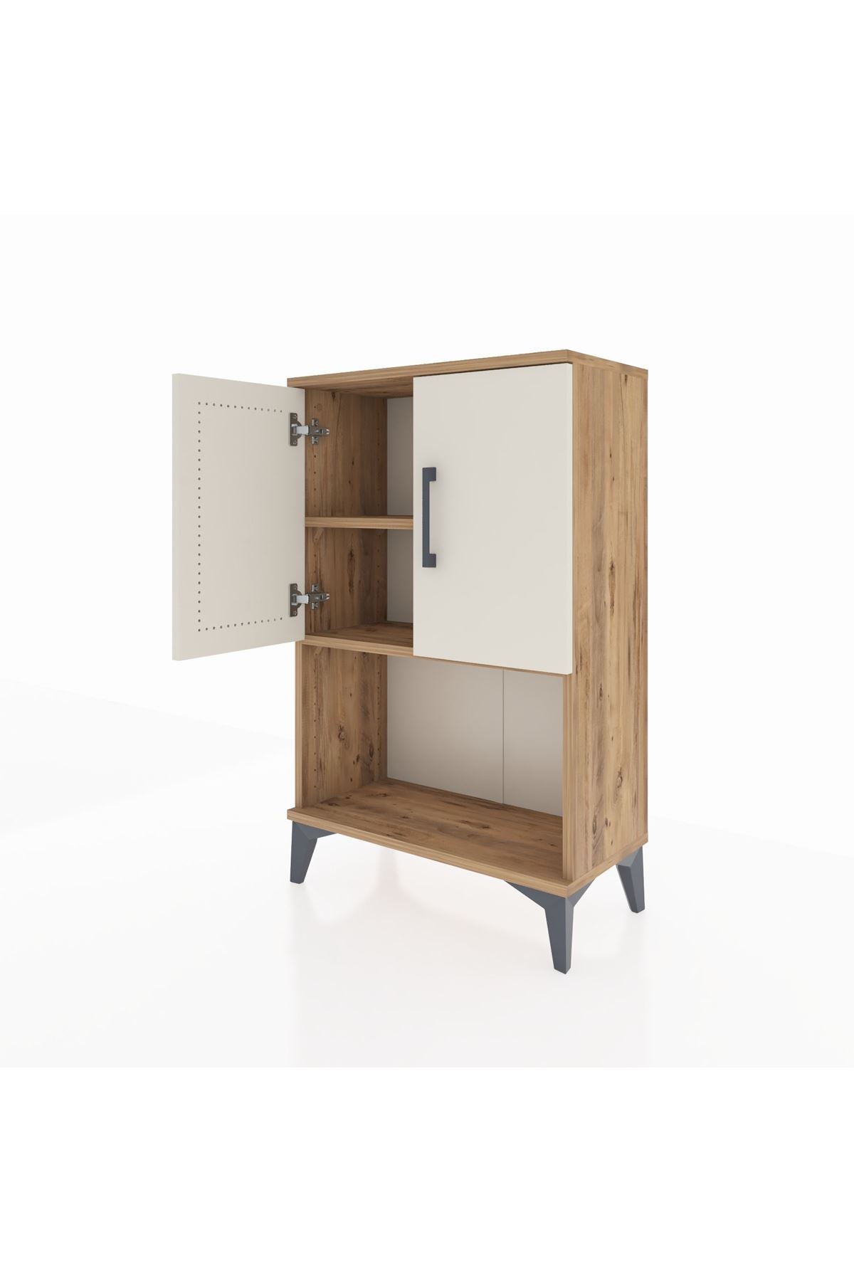 Arges Komodin 2 Raflı 2 Kapaklı 60x30x96 Çam-Aytaşı