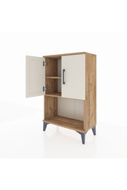 Arges Komodin 2 Raflı 2 Kapaklı 60x30x96 Çam-Aytaşı