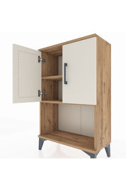 Arges Komodin 2 Raflı 2 Kapaklı 60x30x96 Çam-Aytaşı