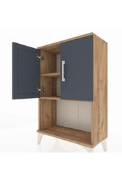 Arges Komodin 2 Raflı 2 Kapaklı 60x30x96 Çam-Antrasit