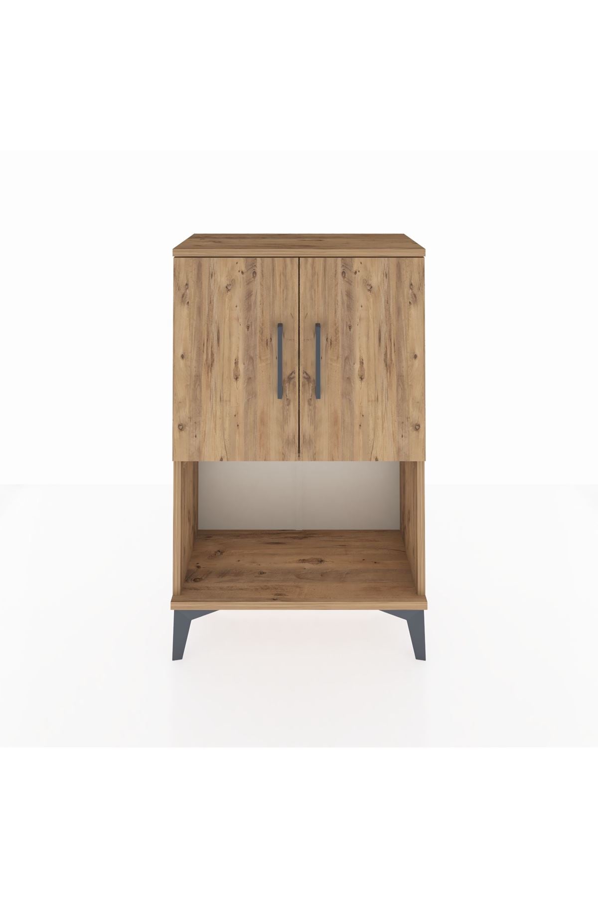 Arges Komodin 2 Raflı 2 Kapaklı 60x30x96 Çam-Çam