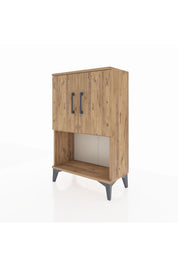 Arges Komodin 2 Raflı 2 Kapaklı 60x30x96 Çam-Çam