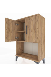 Arges Komodin 2 Raflı 2 Kapaklı 60x30x96 Çam-Çam