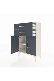 Arges Komodin Tek Raflı 2 Çekmeceli 2 Kapaklı 60x30x96 Aytaşı-Antrasit