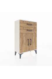 Arges Komodin Tek Raflı 2 Çekmeceli 2 Kapaklı 60x30x96 Aytaşı-Çam