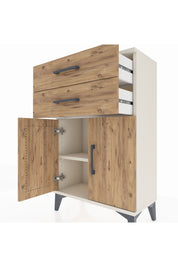 Arges Komodin Tek Raflı 2 Çekmeceli 2 Kapaklı 60x30x96 Aytaşı-Çam