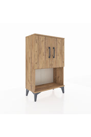 Arges Komodin 2 Raflı 2 Kapaklı 60x30x96 Çam-Çam