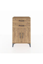 Arges Komodin Tek Raflı 2 Çekmeceli 2 Kapaklı 60x30x96 Çam-Çam