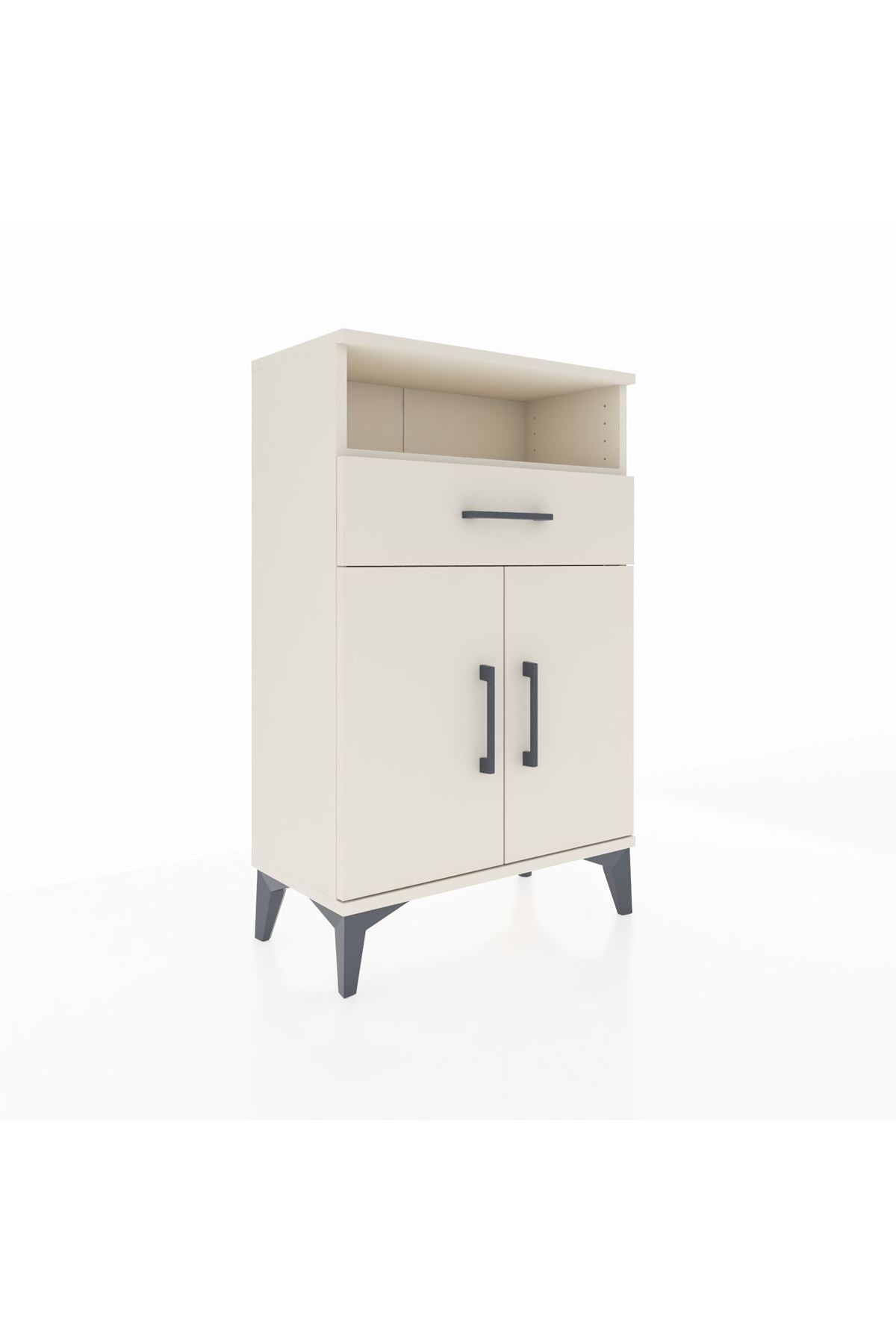 Arges Komodin 2 Raflı Tek Çekmeceli 2 Kapaklı 60x30x96 Aytaşı-Aytaşı