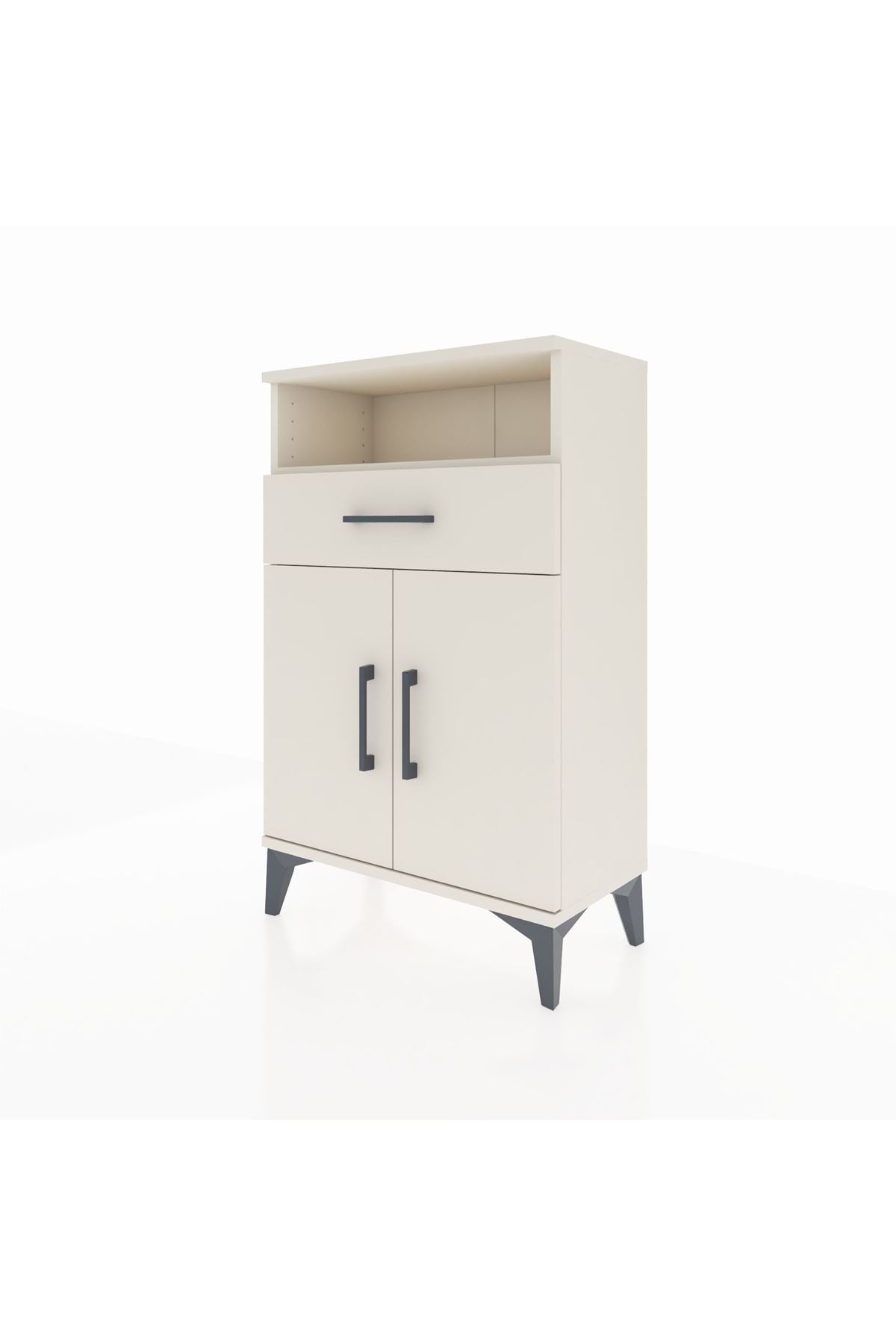 Arges Komodin 2 Raflı Tek Çekmeceli 2 Kapaklı 60x30x96 Aytaşı-Aytaşı