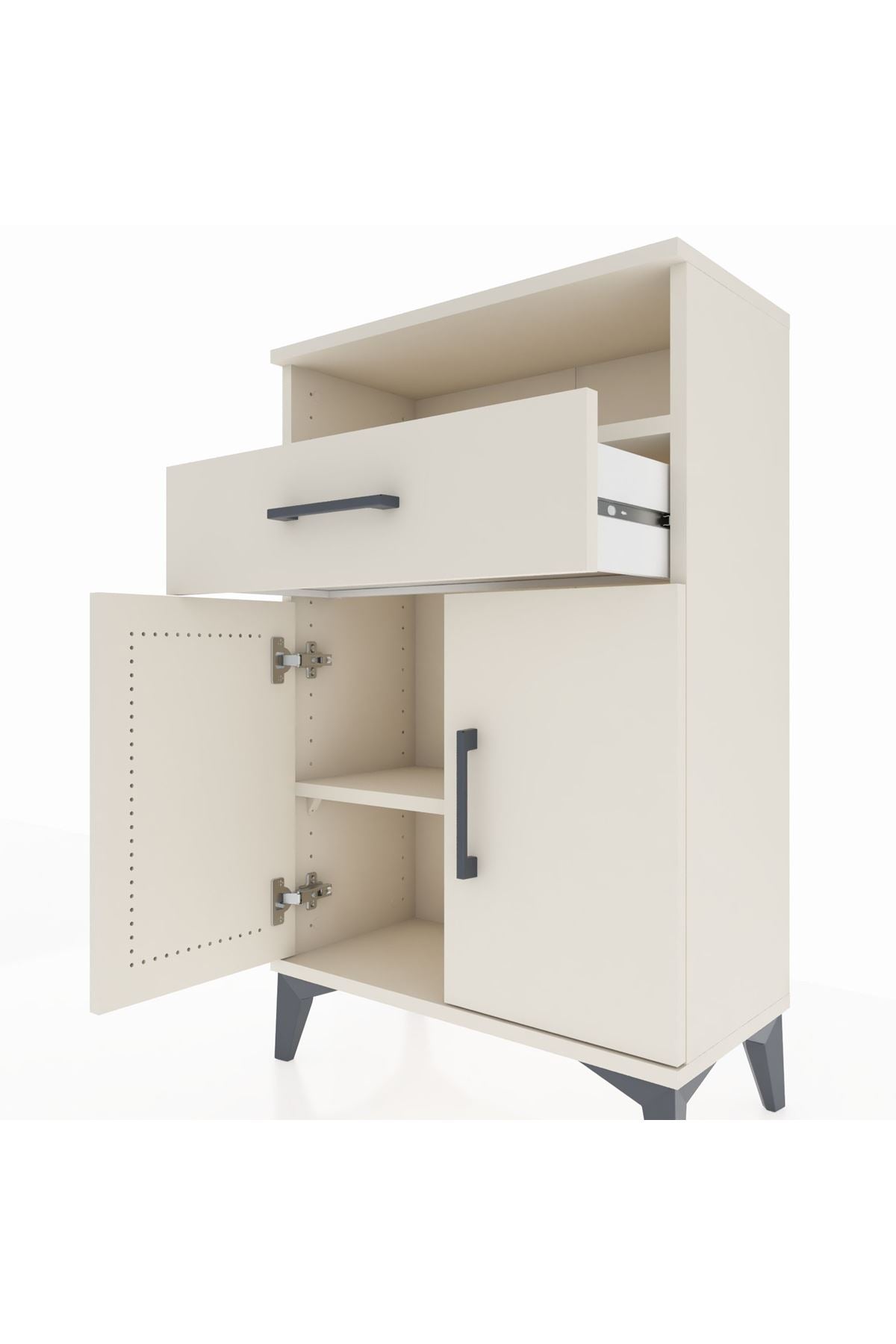 Arges Komodin 2 Raflı Tek Çekmeceli 2 Kapaklı 60x30x96 Aytaşı-Aytaşı