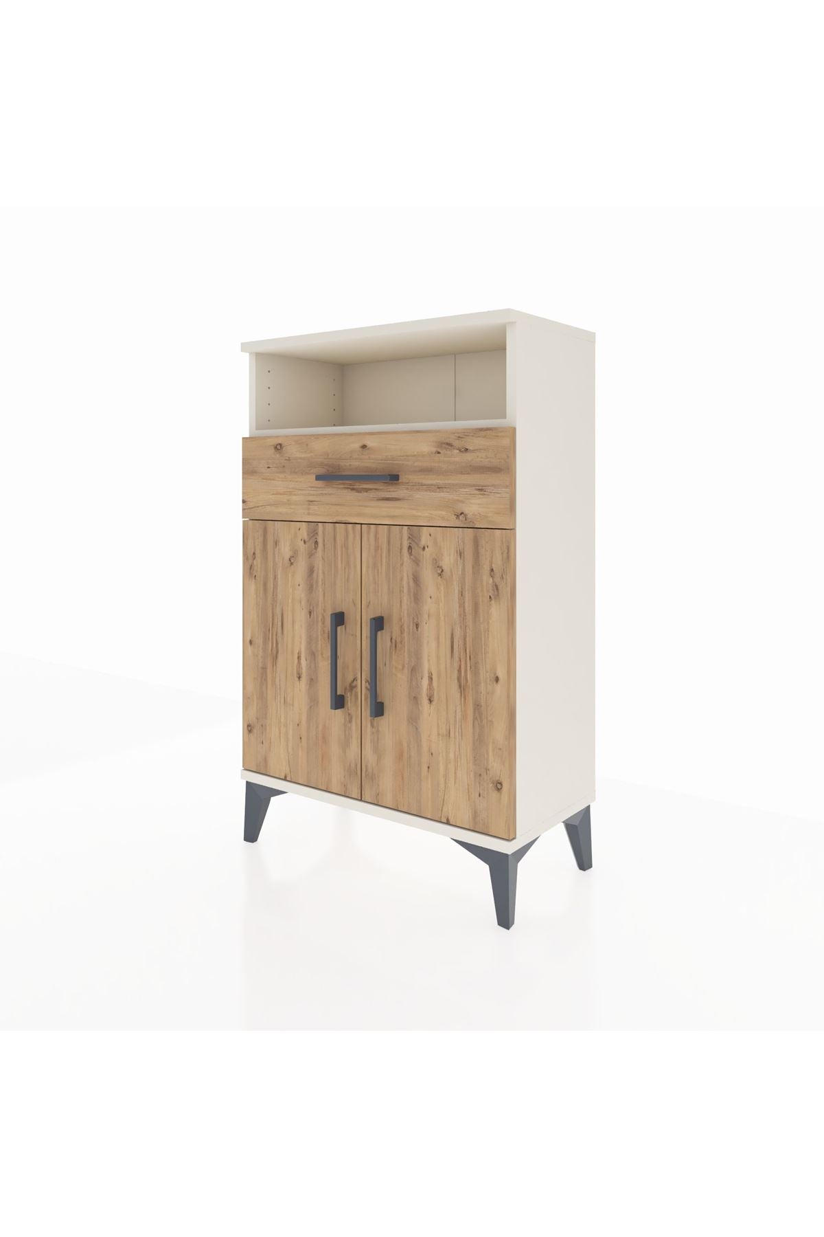 Arges Komodin 2 Raflı Tek Çekmeceli 2 Kapaklı 60x30x96 Aytaşı-Çam