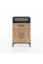 Arges Komodin 2 Raflı Tek Çekmeceli 2 Kapaklı 60x30x96 Antrasit-Çam