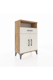 Arges Komodin 2 Raflı Tek Çekmeceli 2 Kapaklı 60x30x96 Çam-Aytaşı